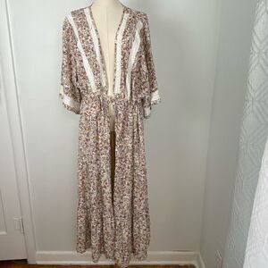 A Beautiful Soul Longline Kimono Floral & Lace Boho Cottagecore Size B 18-20